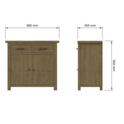 FWSTYLE 2 Door 2 Drawer Small Sideboard Solid Reclaimed Natural Pine - thumbnail 4