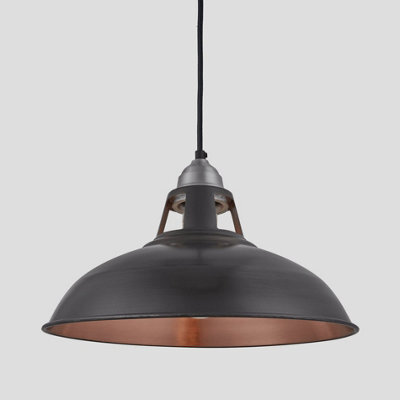 Industville Old Factory Slotted Pendant, 15 Inch, Pewter & Copper, Light Pewter Holder - image 1