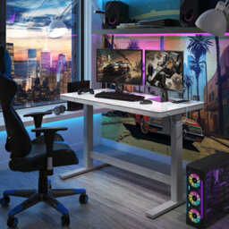 Tresanti Geller Adjustable Height Tech Desk - Sit Stand Desk With Tempered Glass Top, Usb & Usb-C Ports, Illumitouch Controls - thumbnail 6