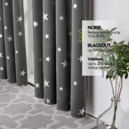 Deconovo Thermal Insulated Star Foil Printed Blackout Curtain Eyelet Curtains For Boys Bedroom 46 X 54 Inch Dark Grey 1 Pair - thumbnail 4