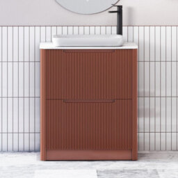 Royal Bathrooms Avenza 700mm Terracotta Clay Floor Standing Countertop Bathroom Vanity Unit 2 Drawer With Qubix Basin - thumbnail 1