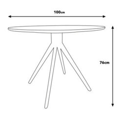Core Products Aspen Grey Oak Effect 100Cm Round Dining Table With 4 White Plastic Curve Design Chairs - thumbnail 7