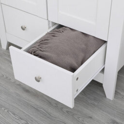Furniturehmd Wooden 2 Door 2 Drawer Wardrobe With Hanger White Home Clothing Storage Cabinet Bedroom Furniture - thumbnail 5
