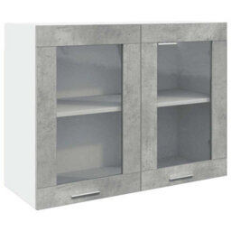 Berkfield Hanging Glass Cabinet Concrete Grey 80X31X60 Cm Cm - thumbnail 2