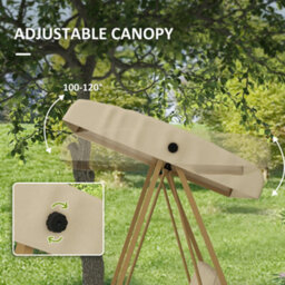 Outsunny 3 Seater Garden Swing Chair With Adjustable Canopy And Cushions, Beige - thumbnail 6