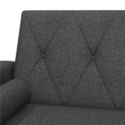 Yaheetech Black Button-Tufted Fabric 3-Seater Convertible Sofa Bed With 2 Bolster Pillows - thumbnail 6