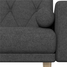 Yaheetech Black Button-Tufted Fabric 3-Seater Convertible Sofa Bed With 2 Bolster Pillows - thumbnail 7