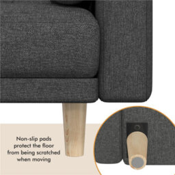 Yaheetech Black Button-Tufted Fabric 3-Seater Convertible Sofa Bed With 2 Bolster Pillows - thumbnail 5