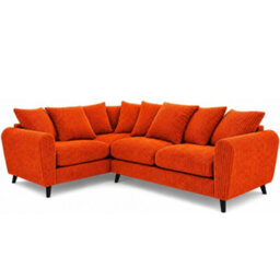Sofaselectionuk Ltd Harlow Jumbo Cord Left Hand Dual Arm Corner Sofa, Modern Design In Orange
