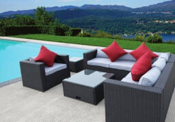 Rattan Wicker Conservatory Outdoor Garden Furniture Set Corner Sofa Table Black - thumbnail 4