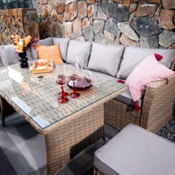 Rosen 9 Seater Rattan Corner Sofa Dining Table With Parasol Hole Set Nature - thumbnail 5