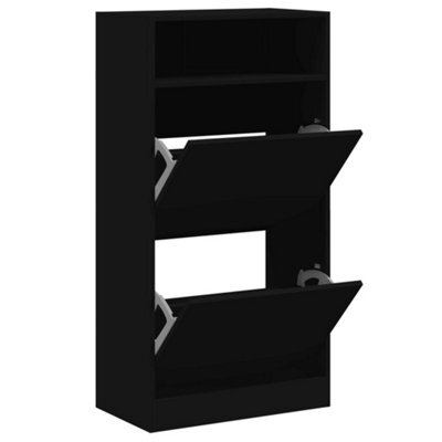 Berkfield Durable Shoe Cabinet Black 60X34X116 Cm Engineered Wood