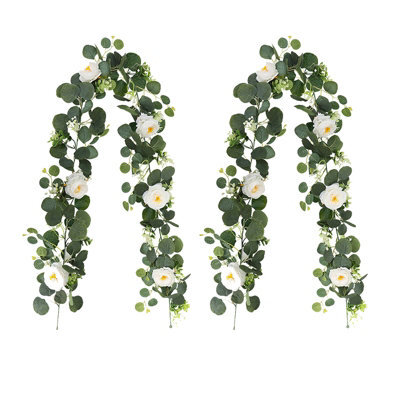 2 Pack 2 - Piece Artificial Plant Decoration, 1.8 Meters Simulated Silver Leaf Eucalyptus Rattan With Gypsophila And Flowers - image 1