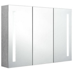 Berkfield Stylish Led Bathroom Mirror Cabinet Concrete Grey 89X14X62 Cm - thumbnail 3