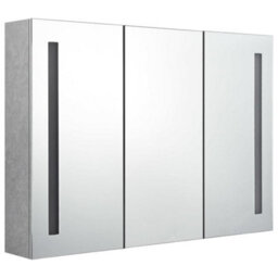 Berkfield Stylish Led Bathroom Mirror Cabinet Concrete Grey 89X14X62 Cm