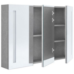 Berkfield Stylish Led Bathroom Mirror Cabinet Concrete Grey 89X14X62 Cm - thumbnail 4