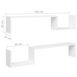 Berkfield Wall Shelf 2 Pcs White 100X15X20 Cm Engineered Wood - thumbnail 8
