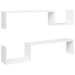 Berkfield Wall Shelf 2 Pcs White 100X15X20 Cm Engineered Wood - thumbnail 2