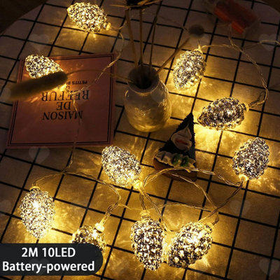 Amorly 2M 10 Led Pinecone String Lights, Battery Powered Warm White Lights On Clear Wire, Portable Festive Ornaments For Christmas Tree - image 1