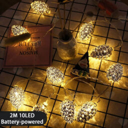 Amorly 2M 10 Led Pinecone String Lights, Battery Powered Warm White Lights On Clear Wire, Portable Festive Ornaments For Christmas Tree - thumbnail 1