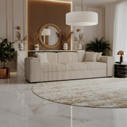 Santos Living Room Sofa Bed Chipboard Frame Polyurethane Foam Wave Springs Freestanding 252X88X79Cm Beige - thumbnail 2