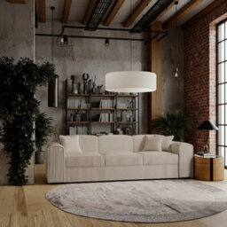Santos Living Room Sofa Bed Chipboard Frame Polyurethane Foam Wave Springs Freestanding 252X88X79Cm Beige - thumbnail 3