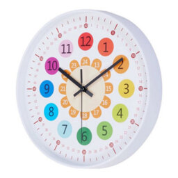 White 12In  Learning Clock For Kids Silent Telling The Time Teaching Clocks Non-Ticking - thumbnail 1