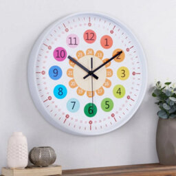 White 12In  Learning Clock For Kids Silent Telling The Time Teaching Clocks Non-Ticking - thumbnail 5