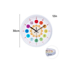 White 12In  Learning Clock For Kids Silent Telling The Time Teaching Clocks Non-Ticking - thumbnail 2