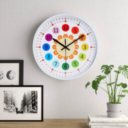 White 12In  Learning Clock For Kids Silent Telling The Time Teaching Clocks Non-Ticking - thumbnail 6