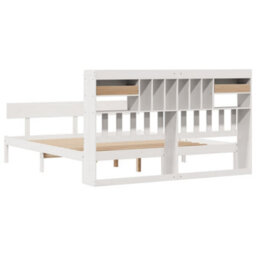 Berkfield Bookcase Bed Without Mattress White 180X200 Cm Super King Solid Wood Pine - thumbnail 8