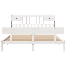 Berkfield Bookcase Bed Without Mattress White 180X200 Cm Super King Solid Wood Pine - thumbnail 4
