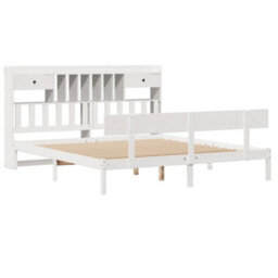 Berkfield Bookcase Bed Without Mattress White 180X200 Cm Super King Solid Wood Pine - thumbnail 3