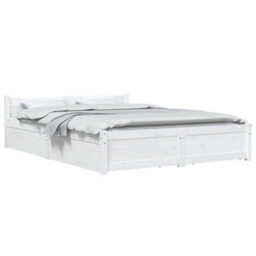 Berkfield Bed Frame With Drawers White 135X190 Cm 4Ft6 Double - thumbnail 3