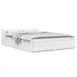 Berkfield Bed Frame With Drawers White 135X190 Cm 4Ft6 Double - thumbnail 2