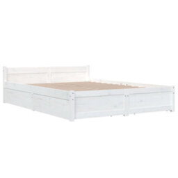 Berkfield Bed Frame With Drawers White 135X190 Cm 4Ft6 Double - thumbnail 4