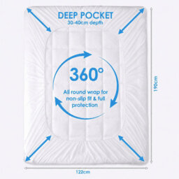 MHG Living Terry Towelling Waterproof Mattress Protector - Hypoallergenic 100% Polyester, Deep Fitted 30Cm Pocket - thumbnail 4