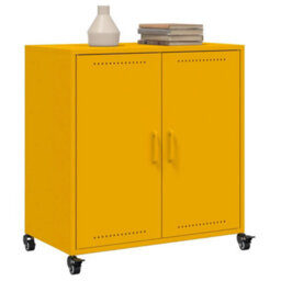 Berkfield Sideboard Mustard Yellow 68.5X39X72 Cm Steel - thumbnail 4