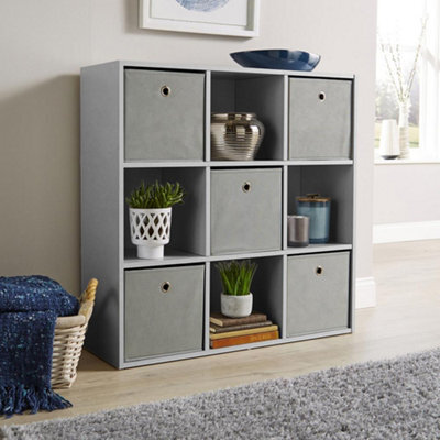 Home Source 9 Cube Storage Bookcase Shelf Unit Grey - image 1