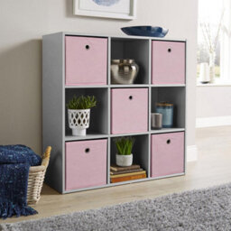 Home Source 9 Cube Storage Bookcase Shelf Unit Grey - thumbnail 6