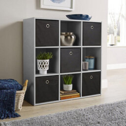 Home Source 9 Cube Storage Bookcase Shelf Unit Grey - thumbnail 5