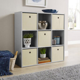 Home Source 9 Cube Storage Bookcase Shelf Unit Grey - thumbnail 4