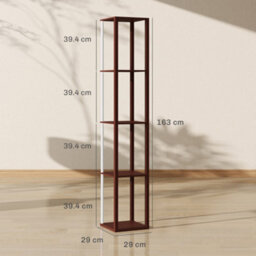 Homcom Rgb Led Floor Lamp With Shelves And Remote Control For Bedroom, Brown - thumbnail 3