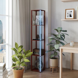 Homcom Rgb Led Floor Lamp With Shelves And Remote Control For Bedroom, Brown - thumbnail 8