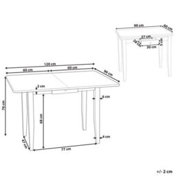 Beliani Extending Dining Table Masela Dark Brown 90/120 Cm 60 Cm Wood - thumbnail 3