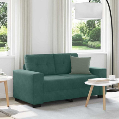 Vidaxl Loveseat Sofa With Cushion Dark Green Velvet - image 1