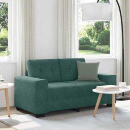 Vidaxl Loveseat Sofa With Cushion Dark Green Velvet