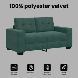 Vidaxl Loveseat Sofa With Cushion Dark Green Velvet - thumbnail 7