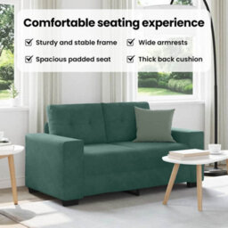 Vidaxl Loveseat Sofa With Cushion Dark Green Velvet - thumbnail 8