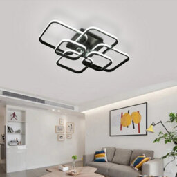 Darphe 102W Minimalist Black Energy-Saving Led Semi Flush Ceiling Light, 6 Square Ceiling Light - thumbnail 4